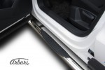 Защита порогов d76 с проступями Arbori нерж. сталь для Volkswagen TIGUAN 2011-2017