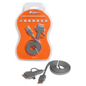 Зарядный универсальный датакабель 4 в 1 miniUSB/microUSB/для IPhone 4/5/6