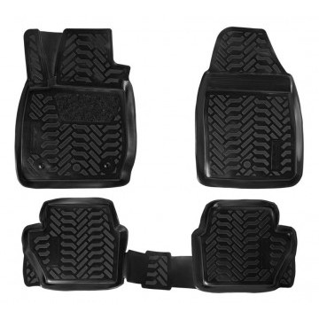 Ковры в салон (3D с подпятником) Ford Fiesta (Mk VI) (2014-) компл. 4 шт., высокий борт, полимерные, черные