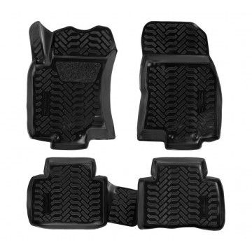 Ковры в салон (3D с подпятником) Nissan X-Trail (T32) (2014-) компл. 4 шт., высокий борт, полимерные, черные