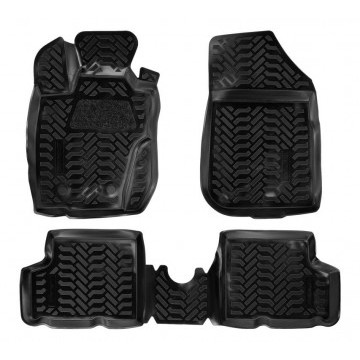 Ковры в салон (3D с подпятником) Renault Duster 4WD (2011-15) компл. 4 шт., (крепеж), высокий борт, полимерные, черные