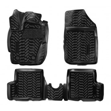 Ковры в салон (3D с подпятником) Renault Duster (рест.)/Kaptur 4WD (2015-)  компл. 4 шт., (крепеж), высокий борт, полимерные, черные