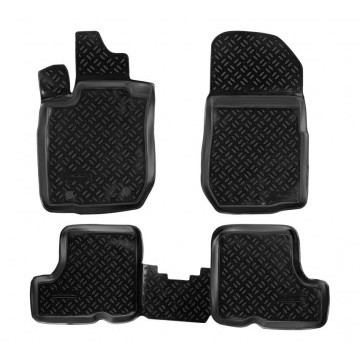 Ковры в салон Renault Sandero I /Sandero Stepway (2009-14) компл. 4 шт., (крепеж), высокий борт, полимерные, черные