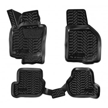 Ковры в салон (3D с подпятником) Skoda Octavia (A5) (2004-2013) компл. 4 шт., (крепеж), высокий борт, полимерные, черные
