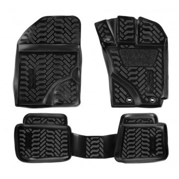 Ковры в салон (3D с подпятником) Toyota Corolla Fielder 4WD (ПР) (2006-2012) 4WD компл. 4 шт., (крепеж), высокий борт, полимерные, черные