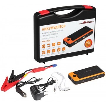 Аккумулятор внешний универсальный (Booster) 10000мАч: 2хUSB 5V 2A, фонарь, пуск ДВС