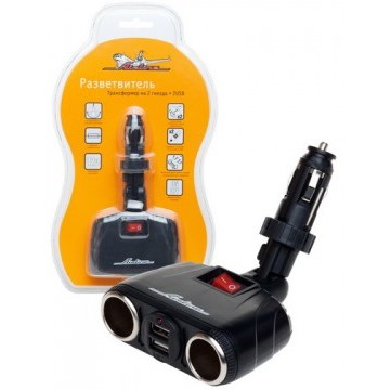 Разветвитель трансформер на 2 гнезда + 2 USB