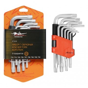 Набор Г-образных ключей TORX коротких 9 предметов, пласт.подвес