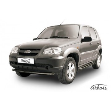 Защита переднего бампера d57 Arbori черн. для Chevrolet NIVA 2010-нв