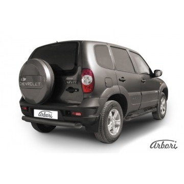 Защита заднего бампера d76 радиусная Arbori черн. для Chevrolet NIVA 2010-нв