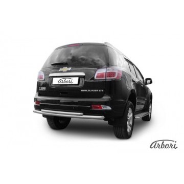 Защита заднего бампера d57+d42 двойная Arbori нерж. сталь для CHEVROLET Trailblaizer 2012-2016
