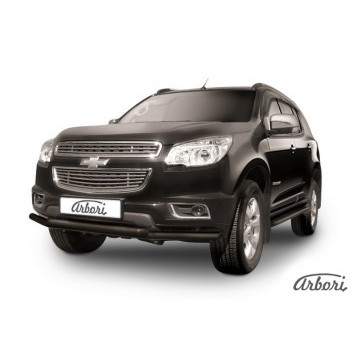 Защита переднего бампера d57+d57 двойная Arbori черн. для CHEVROLET Trailblaizer 2012-2016
