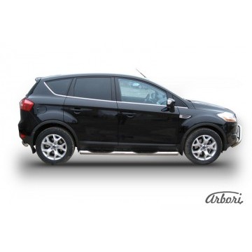 Защита порогов d76 с проступями  Arbori нерж. сталь для Ford KUGA 2008-2012
