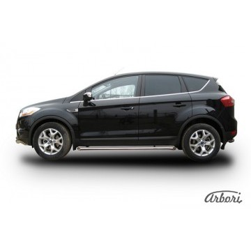 Защита порогов d57 с гибами Arbori нерж. сталь для Ford KUGA 2008-2012