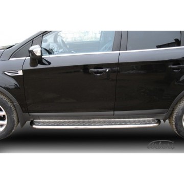 Защита порогов d42 с листом  Arbori нерж. сталь для Ford KUGA 2008-2012