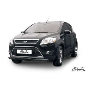 Защита переднего бампера d57+d57 двойная  Arbori черн. для Ford KUGA 2008-2012