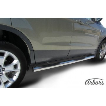 Защита порогов d76 с проступями Arbori нерж. сталь для Ford KUGA 2013-2016