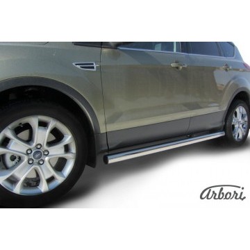 Защита порогов d76 труба  Arbori нерж. сталь для Ford KUGA 2013-2016