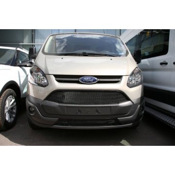 Сетка на бампер внешняя для FORD Tourneo Custom 2014->, 2 шт., черн., 15 мм, для автомобилей с передним парктроником