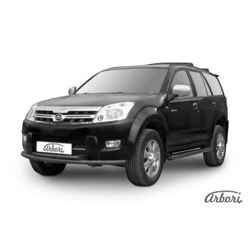 Защита переднего бампера d57+d57 двойная  Arbori черн. для Great Wall Hover 2008-2010