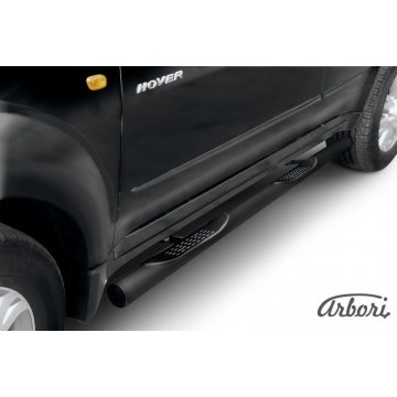 Защита порогов d76 с проступями  Arbori черн. для Great Wall Hover 2008-2010