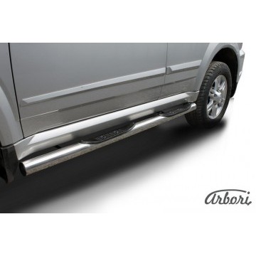 Защита порогов d76 труба Arbori нерж. сталь для GREAT WALL Hover H3 2010-2014