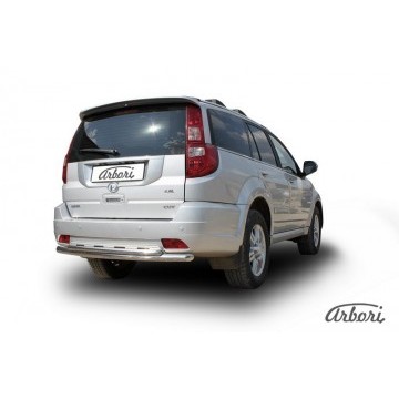 Защита заднего бампера d57+d42 двойная Arbori нерж. сталь для GREAT WALL Hover H3 2010-2014