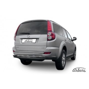 Защита заднего бампера d57+d42 двойная длинная Arbori черн. для Great Wall Hover H5 2010-2017