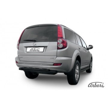 Защита заднего бампера d57+d42 двойная радиусная Arbori черн. для Great Wall Hover H5 2010-2017