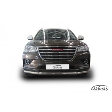 Защита переднего бампера d57 Arbori нерж. сталь для HAVAL H2 2014-нв