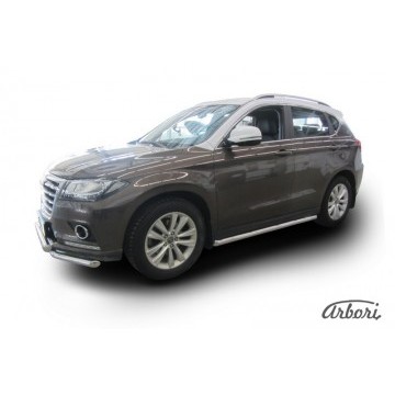 Защита порогов d57 труба c гибами Arbori нерж. сталь для HAVAL H2 2014-нв