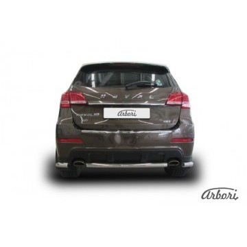 Защита заднего бампера d57 короткая Arbori нерж. сталь для HAVAL H2 2014-нв