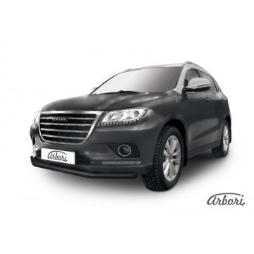 Защита переднего бампера d57 Arbori черн. для HAVAL H2 2014-нв