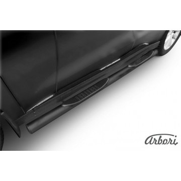 Защита порогов d76 с проступями Arbori черн. для HAVAL H2 2014-нв