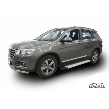Комплект алюминиевых порогов Arbori Optima Silver 1800 для HAVAL H6 2014-нв