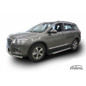 Комплект алюминиевых порогов Arbori Luxe Black 1800 для HAVAL H6 2014-нв