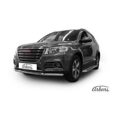 Защита переднего бампера d57 Arbori нерж. сталь для HAVAL H6 2014-нв