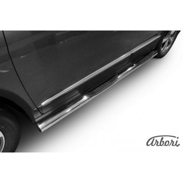 Защита порогов d76 с проступями Arbori нерж. сталь для HAVAL H6 2014-нв