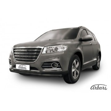 Защита переднего бампера d57 Arbori черн. для HAVAL H6 2014-нв