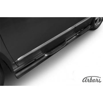 Защита порогов d76 с проступями Arbori черн. для HAVAL H6 2014-нв