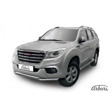 Защита переднего бампера Arbori d57+d57 двойная HAVAL H9 2015-