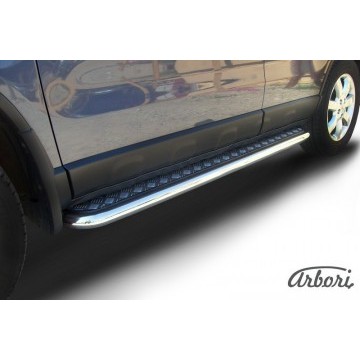 Защита порогов d57 с листом  Arbori нерж. сталь для Honda CR-V 2009-2012