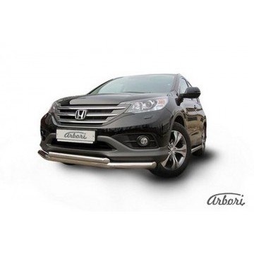 Защита переднего бампера d76+d57 двойная  Arbori нерж. сталь для Honda CR-V 2L 2012-2017
