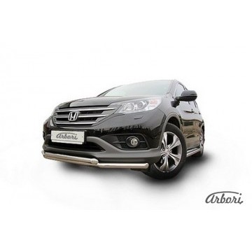 Защита переднего бампера d57+d57 двойная  Arbori нерж. сталь для Honda CR-V 2L 2012-2017