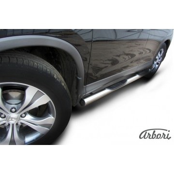 Защита порогов d76 с проступями  Arbori нерж. сталь для Honda CR-V 2L 2012-2017