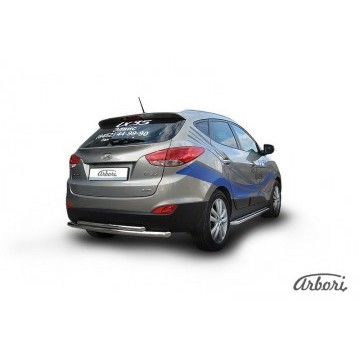 Защита заднего бампера d57+d42 двойная Arbori нерж. сталь для HYUNDAI ix35 2010-2015
