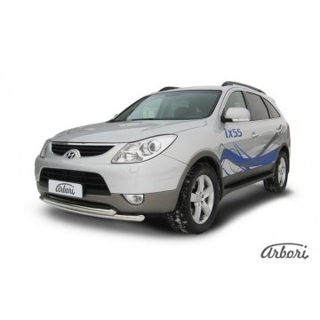 Защита переднего бампера d57+d57 двойная Arbori нерж. сталь для Hyundai Ix55 2008-2013