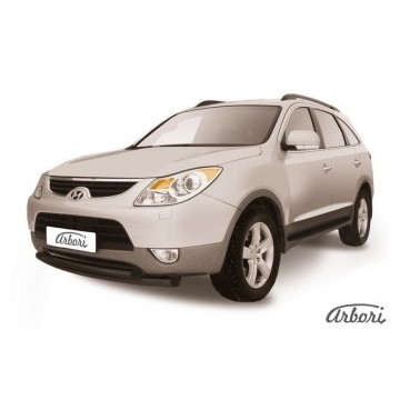 Защита переднего бампера d57+d57 двойная Arbori черн. для Hyundai Ix55 2008-2013