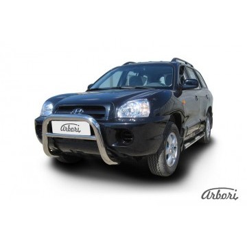 Кенгурятник d76 низкий  Arbori нерж. сталь для Hyundai SANTA-FE Classic (Таганрог) 2000-2012