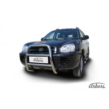 Кенгурятник d57 высокий   Arbori нерж. сталь для Hyundai SANTA-FE Classic (Таганрог) 2000-2012